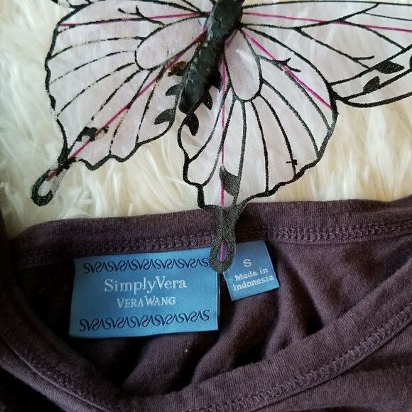 Simple Vera small eggplant front draped tank top - Picture 4 of 6